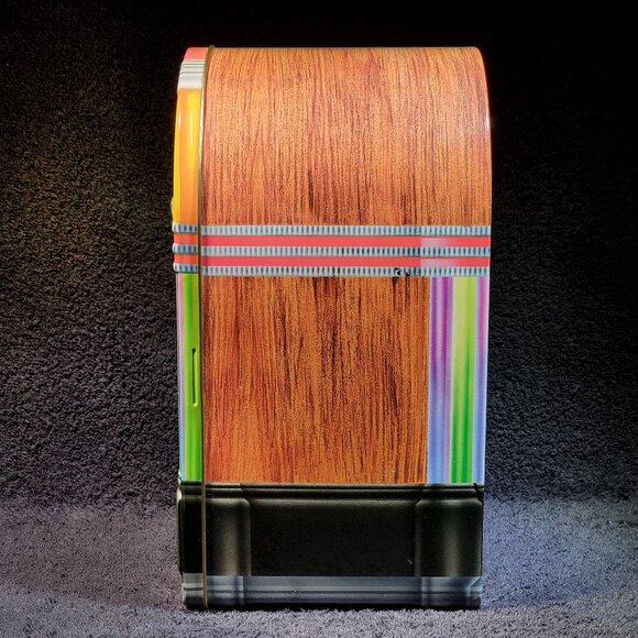 VINTAGE JUKEBOX COMPACT DISC STORAGE CONTAINER...METAL WARE... DOOR IS EMBOSSED - Picture 4 of 8